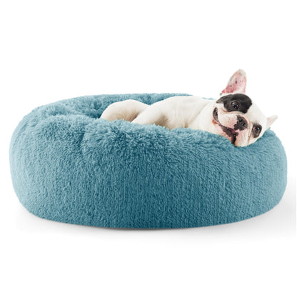 Bedsure Calming Small Medium Dog Bed Donut Washable Puppy Bed,27ins Camel