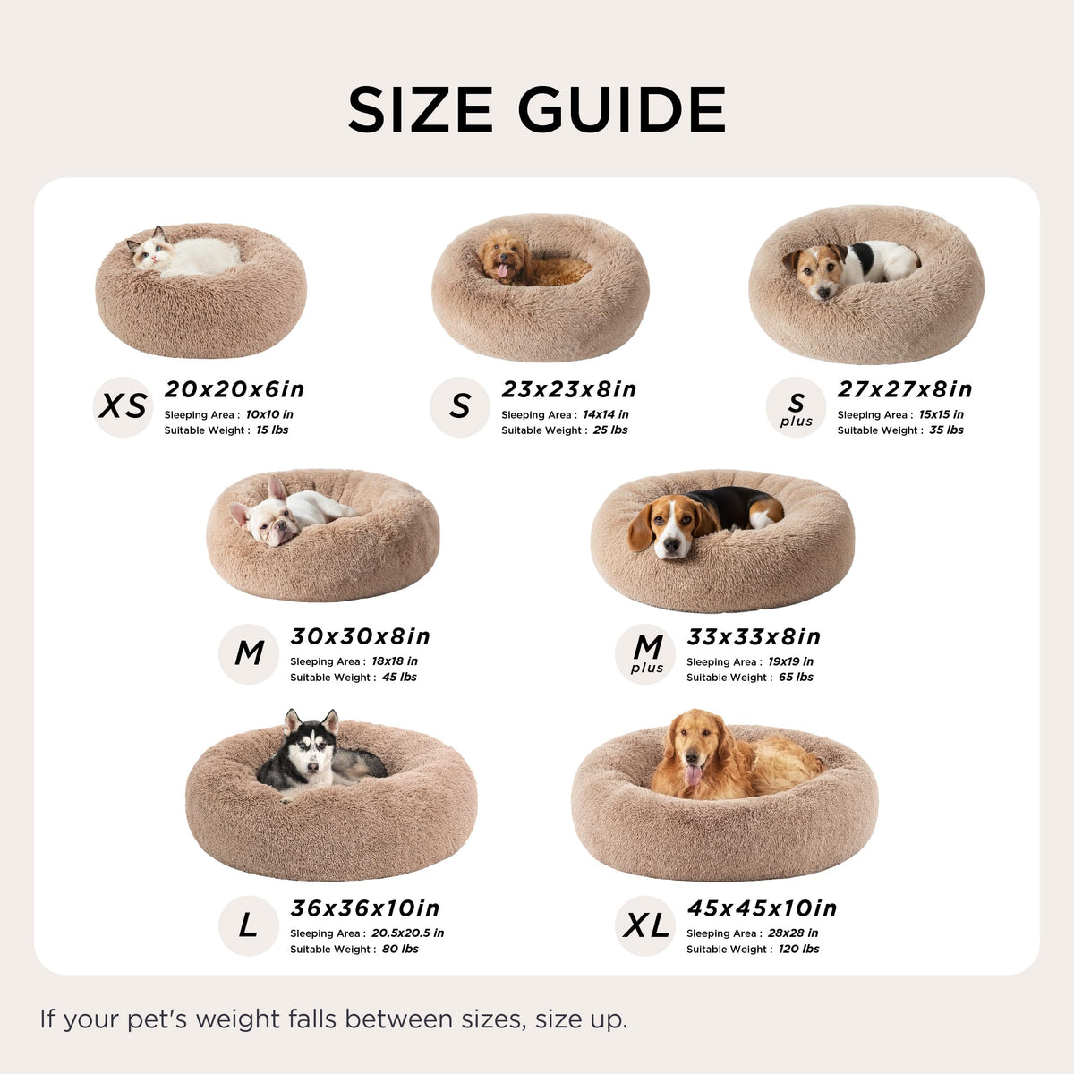 Bedsure Calming Small Medium Dog Bed Donut Washable Puppy Bed,27ins Camel