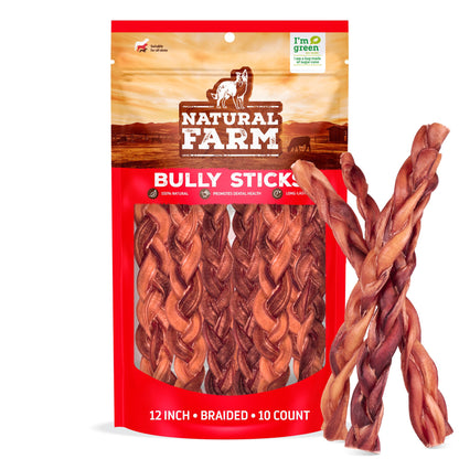 Natural Farm Odor-Free Bully Sticks (4-8”, 16oz) ALL-NATURAL Long-Lasting Chews, 100% Beef Pizzle, Grass-Fed, Grain-Free, Hormone-Free, Protein for Muscle Development & Energy, Perfect For Medium Dogs