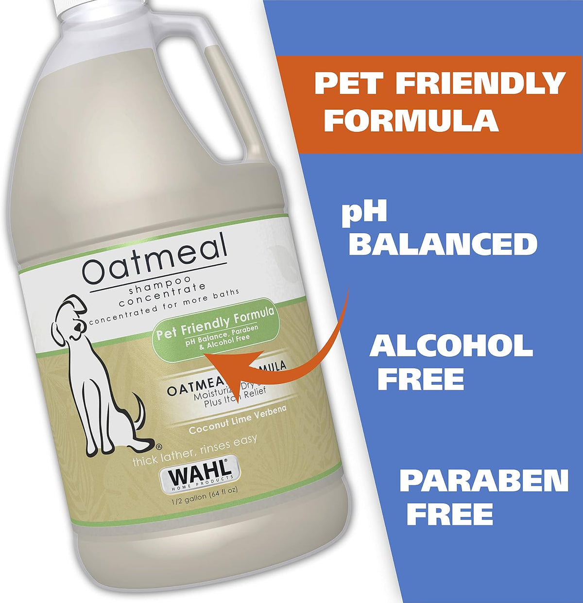Wahl USA Dry Skin & Itch Relief Pet Shampoo for Dogs – Oatmeal Formula with Coconut Lime Verbena Scent & Pet Friendly Formula, 24 Oz - Model 820004A