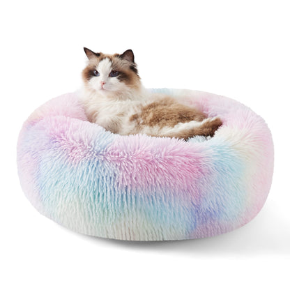 Bedsure Calming Small Medium Dog Bed Donut Washable Puppy Bed,27ins Camel