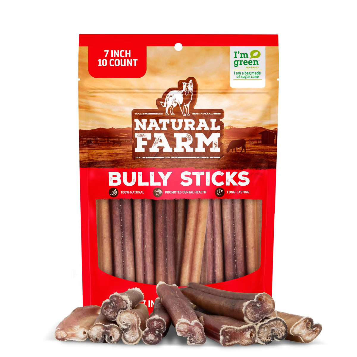 Natural Farm Odor-Free Bully Sticks (4-8”, 16oz) ALL-NATURAL Long-Lasting Chews, 100% Beef Pizzle, Grass-Fed, Grain-Free, Hormone-Free, Protein for Muscle Development & Energy, Perfect For Medium Dogs