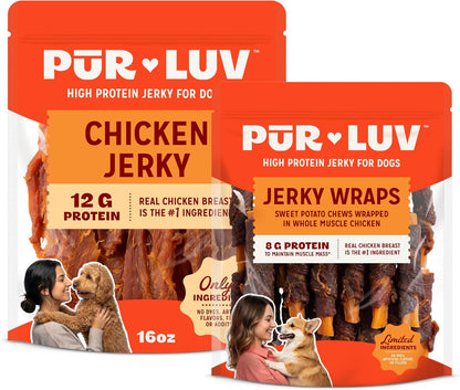 Pur Luv Chicken Jerky Dog Treats,100% Real Chicken Breast, 16 Ounces