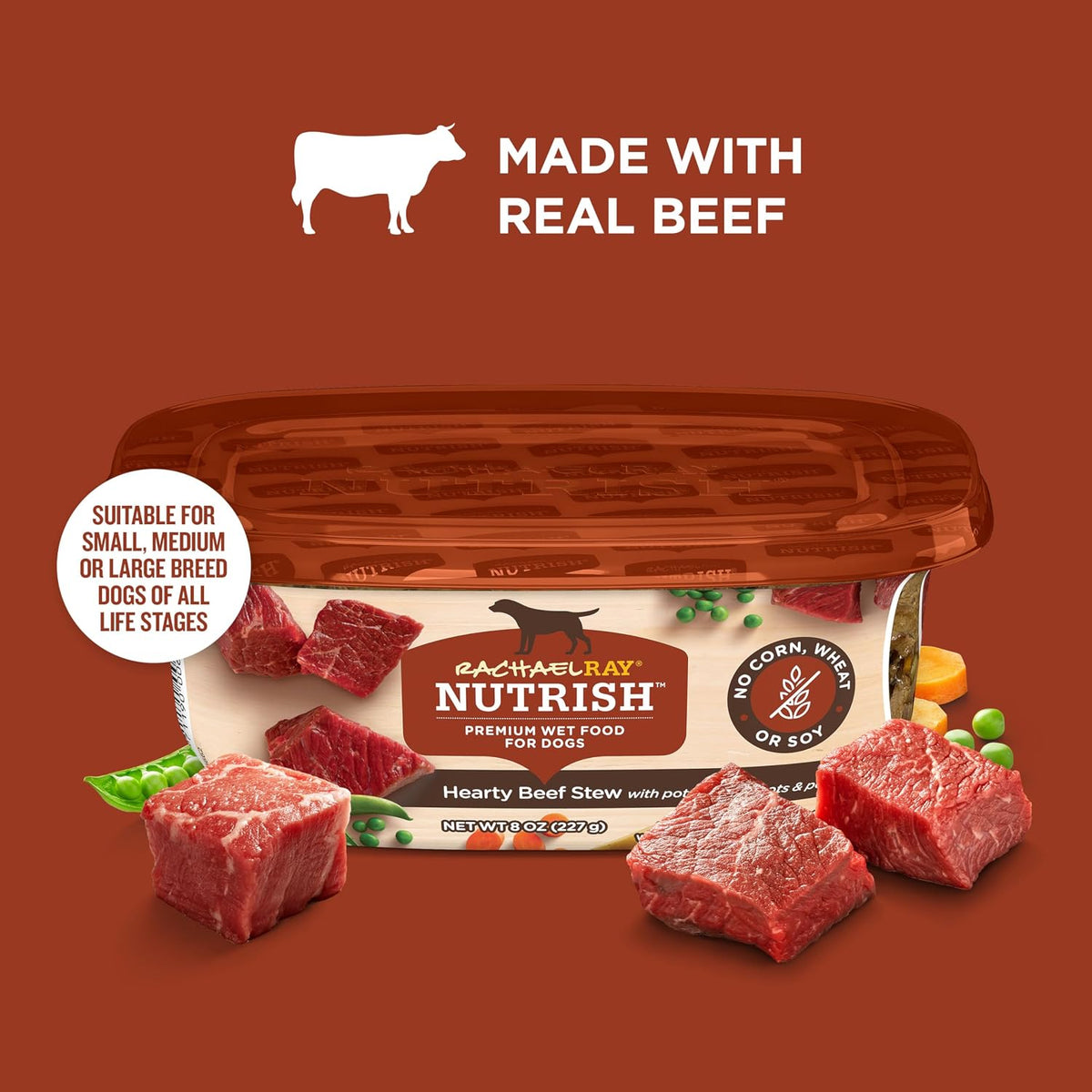 Nutrish Hearty Beef Stew Wet Dog Food, 8 oz. Tub (Pack of 8) (Rachael Ray)