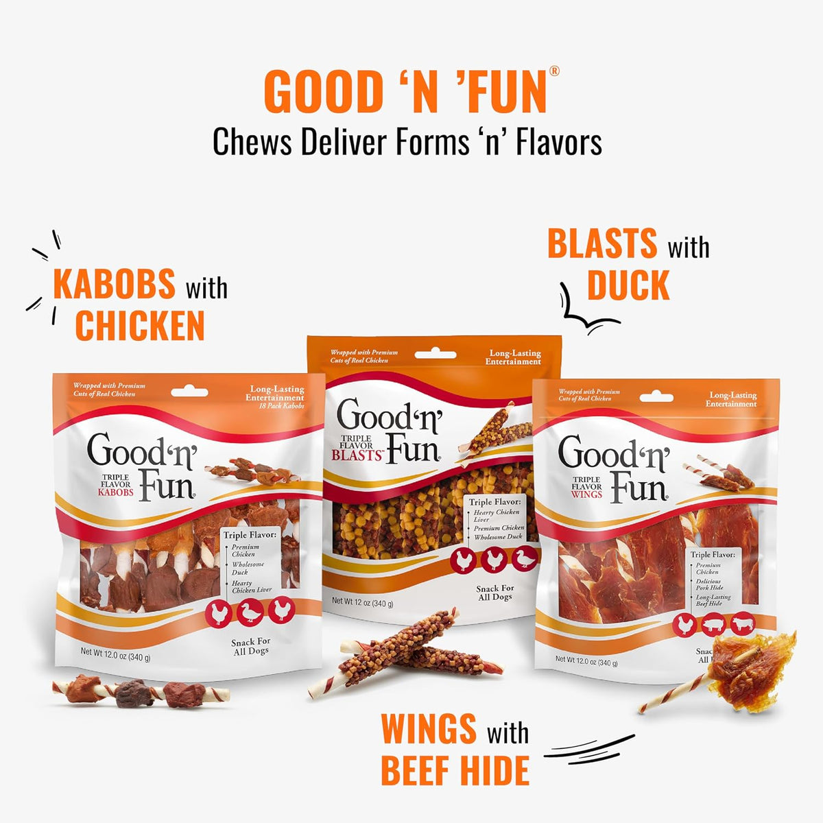 Good 'n' Fun Roll Long-Lasting Dog Treat for Large Dogs, 6 Count