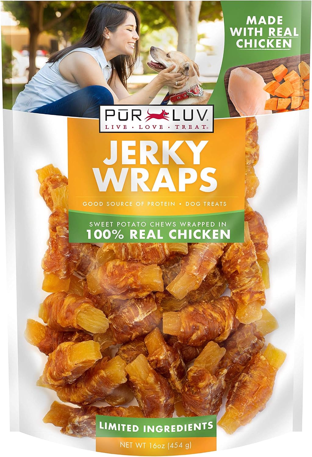 Pur Luv Chicken Jerky Dog Treats,100% Real Chicken Breast, 16 Ounces