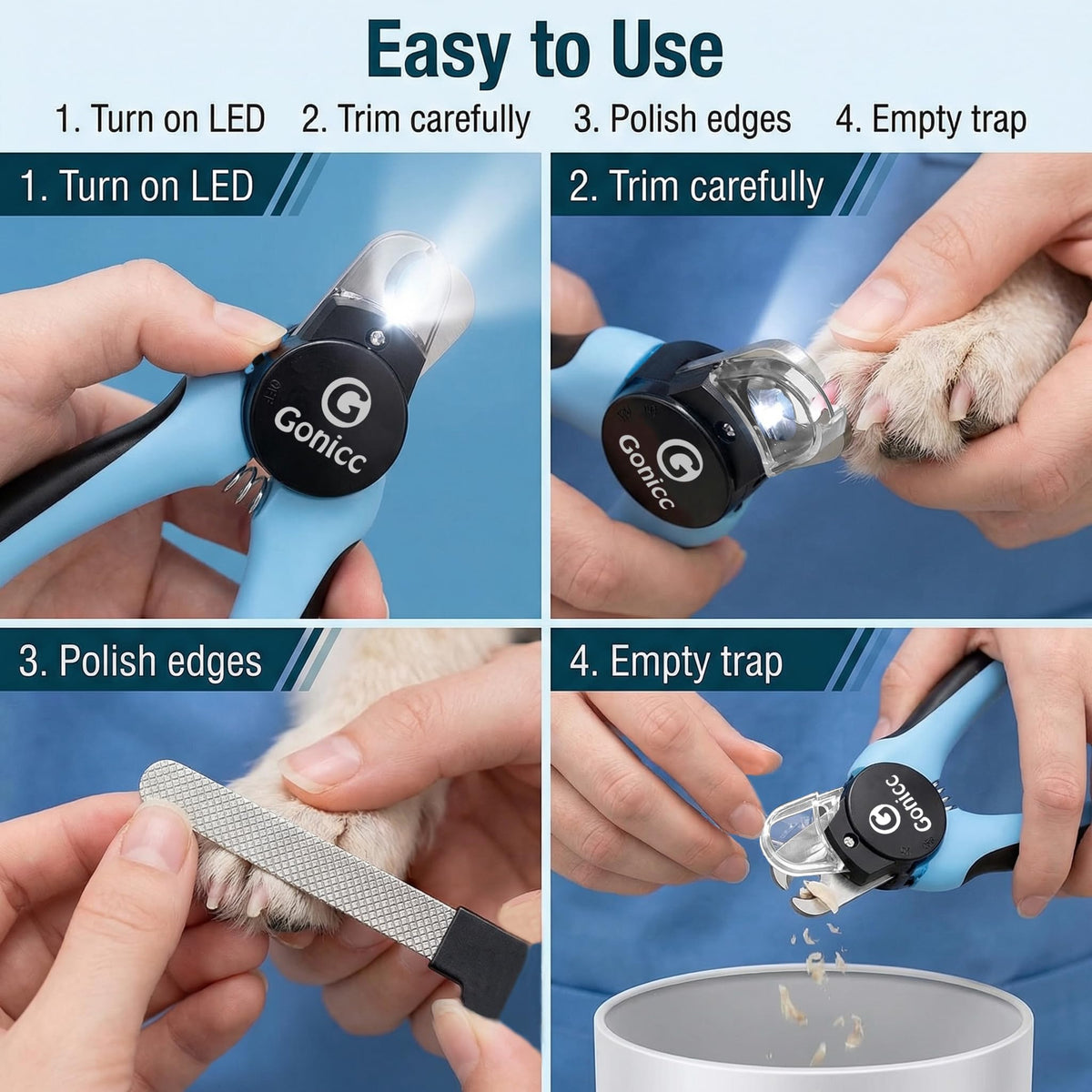 gonicc Professional Pet Nail Clippers & Trimmer for Medium Small Dogs Cats