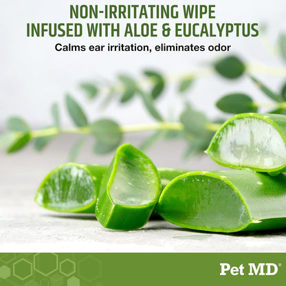 Pet MD Dog Ear Cleaning Wipes – Otic Cleanser for Dogs - 100 ct