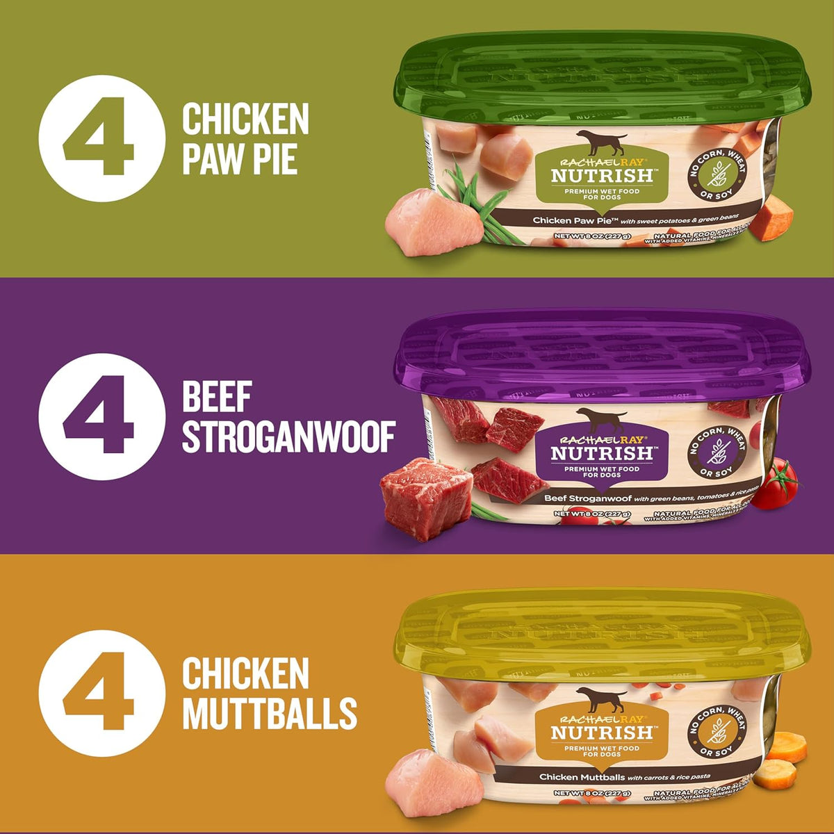 Nutrish Hearty Beef Stew Wet Dog Food, 8 oz. Tub (Pack of 8) (Rachael Ray)
