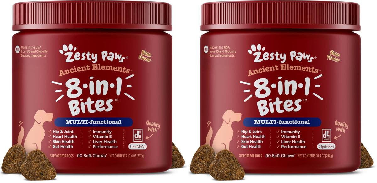 Zesty Paws Dog Vitamins - Dog Multivitamins with Hemp - Chicken, 90 Ct