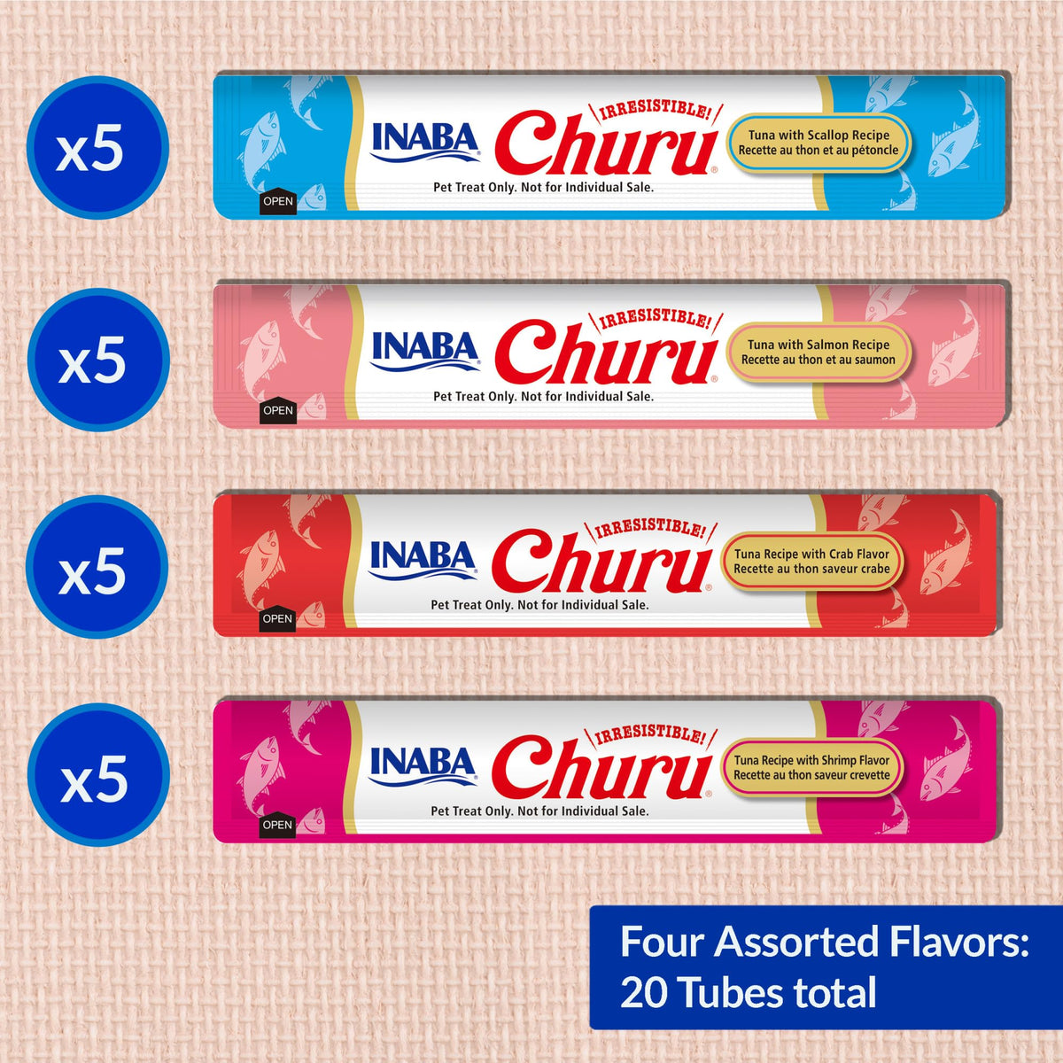 INABA Churu Cat Treats, Lickable, Squeezable Creamy Purée Cat Treat with Green Tea Extract & Taurine, 0.5 Ounces Each Tube, 50 Tubes, Tuna & Chicken Variety