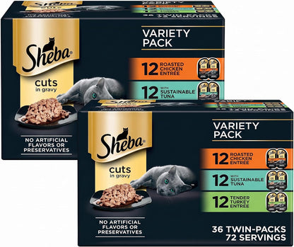 Sheba Perfect Portions Cuts Wet Cat Food, Multipack, 2.6 oz, 24 ct