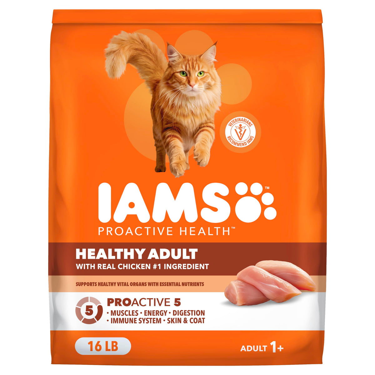 IAMS Proactive Health Healthy Adult Dry Cat Food, Chicken, 22 lb