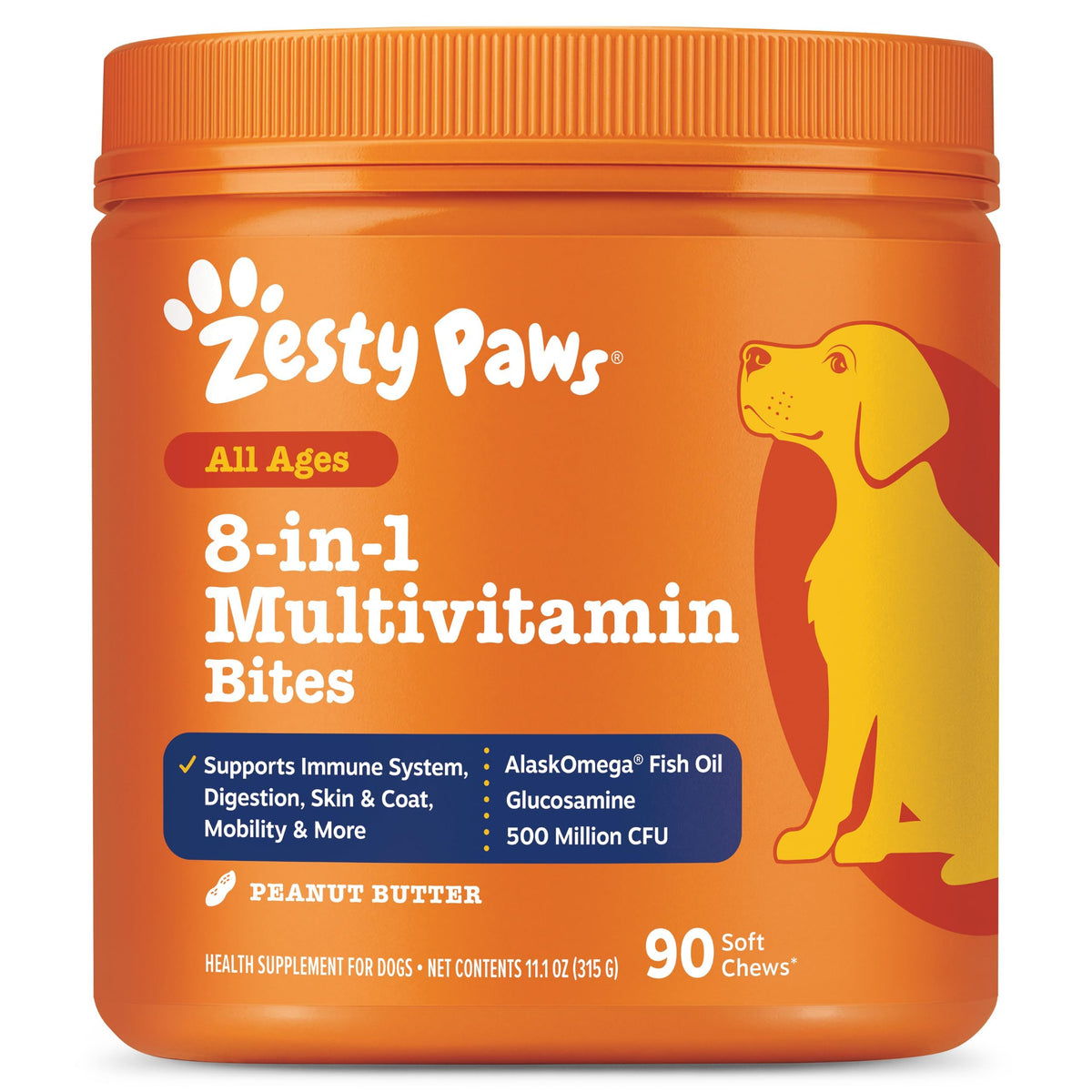 Zesty Paws Dog Vitamins - Dog Multivitamins with Hemp - Chicken, 90 Ct