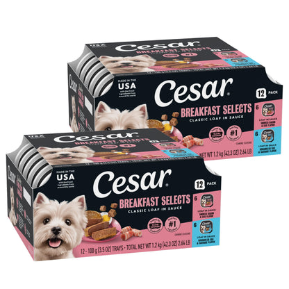 Cesar Classic Loaf in Sauce Wet Dog Food, Meaty Selects, 3.5 oz, 36 Count