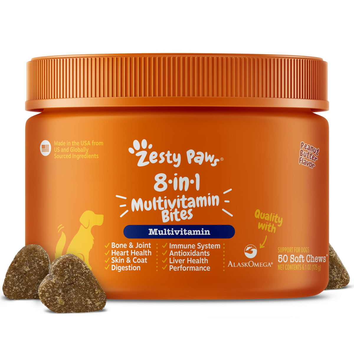 Zesty Paws Dog Vitamins - Dog Multivitamins with Hemp - Chicken, 90 Ct