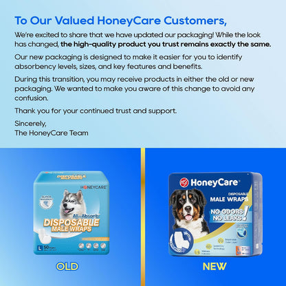 HONEY CARE All-Absorb A24 Male Dog Wrap, 50 Count, Large