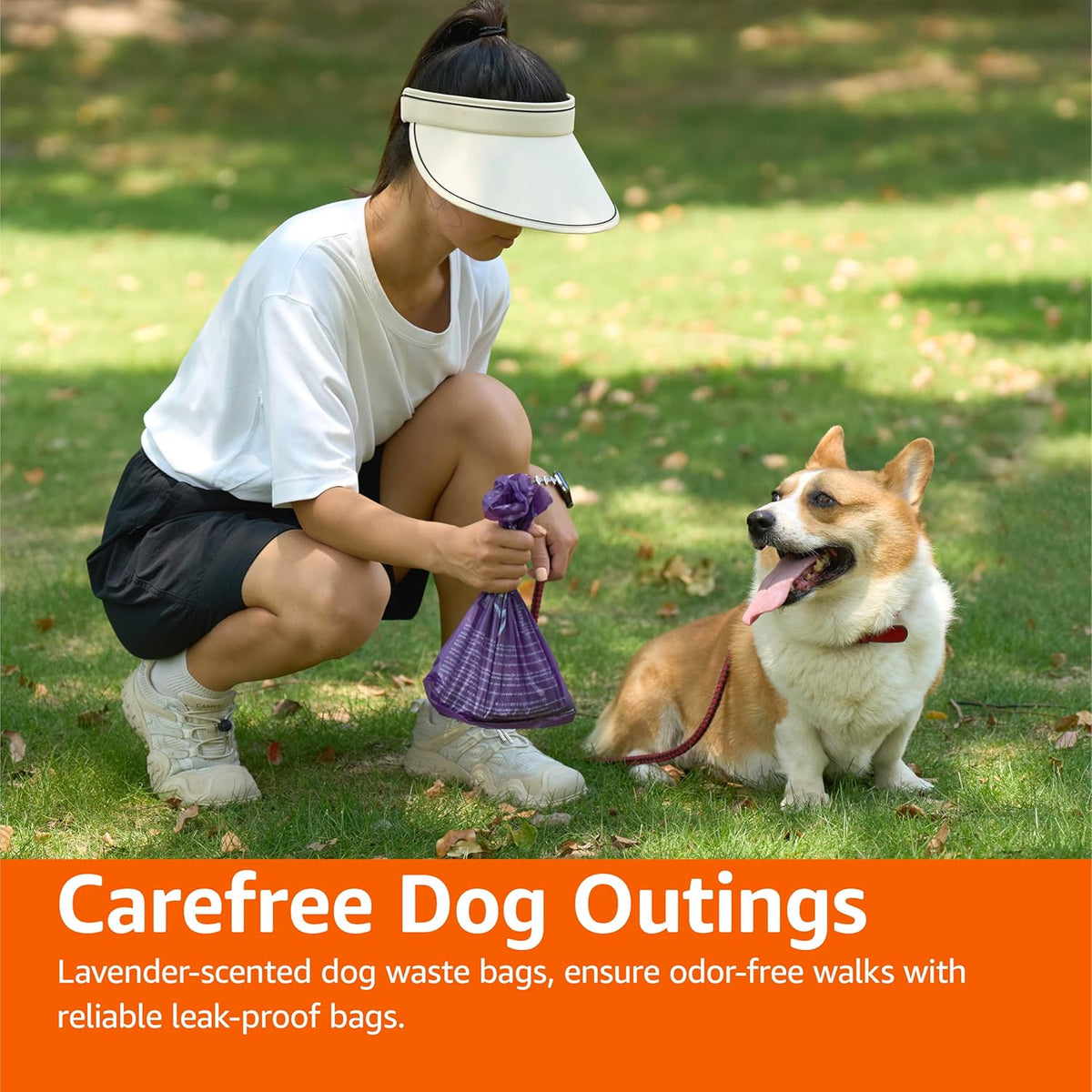 Amazon Basics Dog Poop Leak Proof Bags with Dispenser and Leash Clip, Unscented, 13" x 9" Large Size, 300 Count