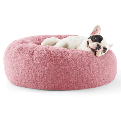 Bedsure Calming Small Medium Dog Bed Donut Washable Puppy Bed,27ins Camel
