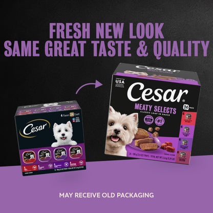 Cesar Classic Loaf in Sauce Wet Dog Food, Meaty Selects, 3.5 oz, 36 Count