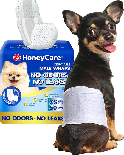 HONEY CARE All-Absorb A24 Male Dog Wrap, 50 Count, Large