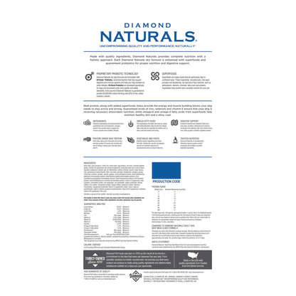Diamond Naturals Adult Dry Dog Food, Lamb Meal & Rice, 40lb