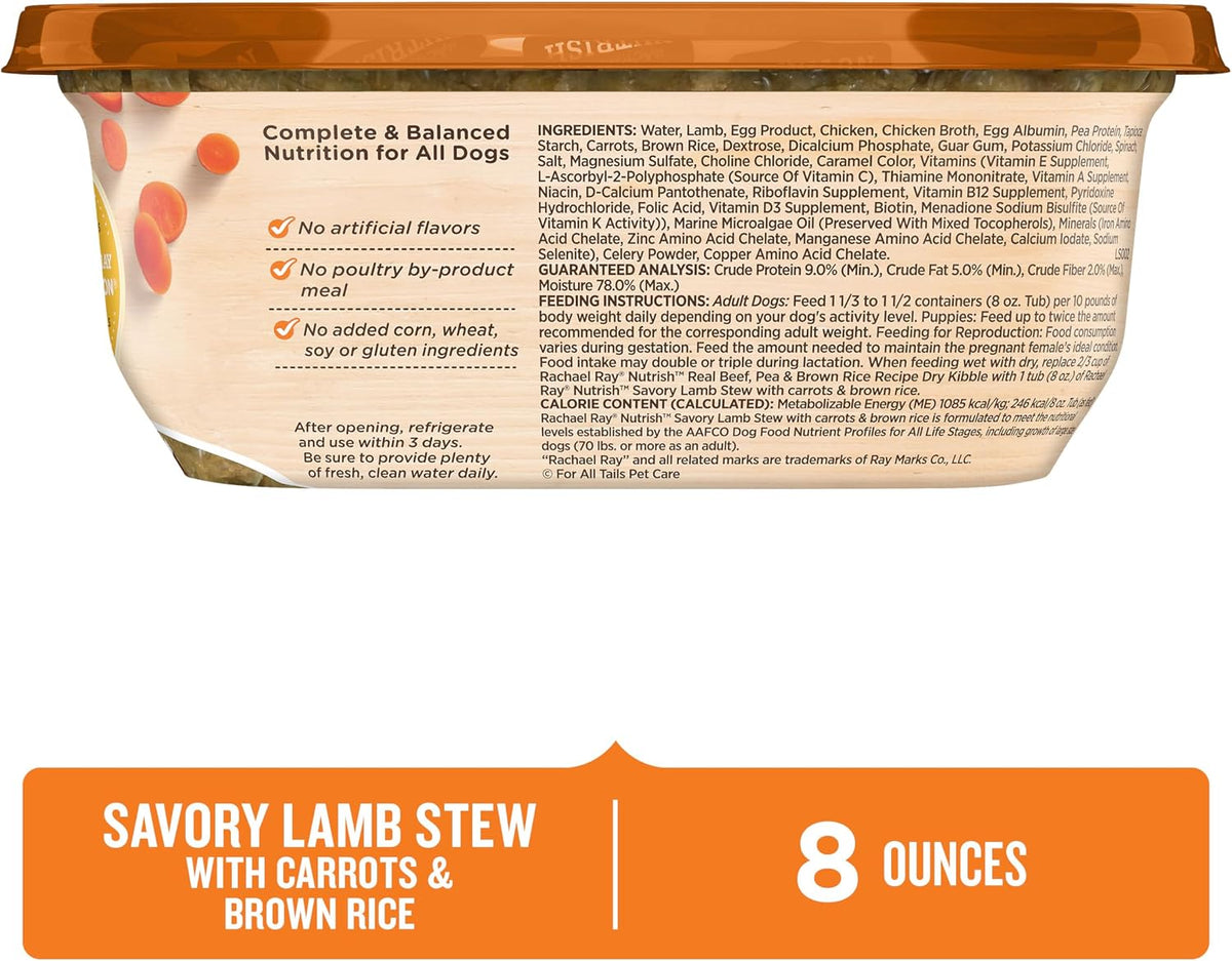 Nutrish Hearty Beef Stew Wet Dog Food, 8 oz. Tub (Pack of 8) (Rachael Ray)