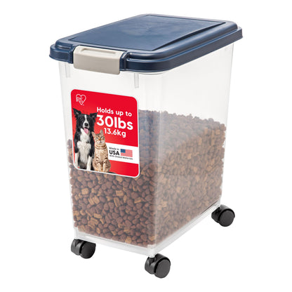 IRIS USA Dog Food Storage Container, Up to 10 lbs, Clear/Gray, Made in USA