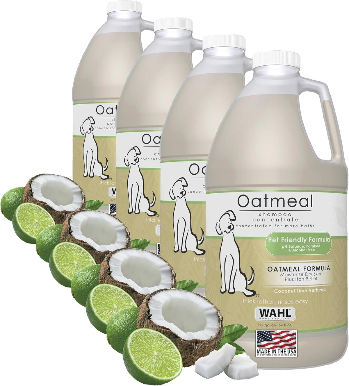 Wahl USA Dry Skin & Itch Relief Pet Shampoo for Dogs – Oatmeal Formula with Coconut Lime Verbena Scent & Pet Friendly Formula, 24 Oz - Model 820004A