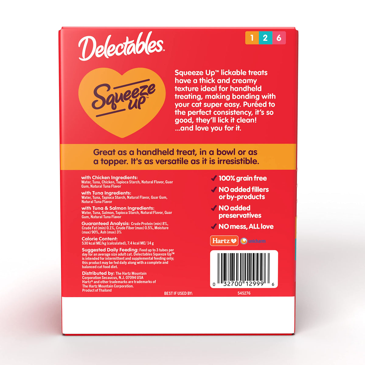 Delectables Squeeze Up Variety Pack, Creamy Squeezable Puree, Lickable Wet Cat Treats, Grain Free, No Added Fillers, No by-Products, No Added Preservatives, 0.5 Ounces Tube, 20 Tubes Total