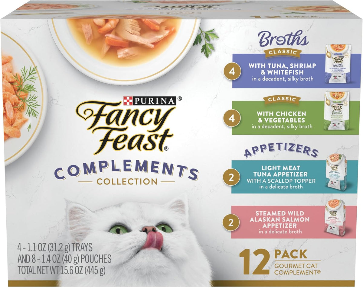 Purina Fancy Feast Appetizers and Broths Variety Pack (2 Pack) 24 Count