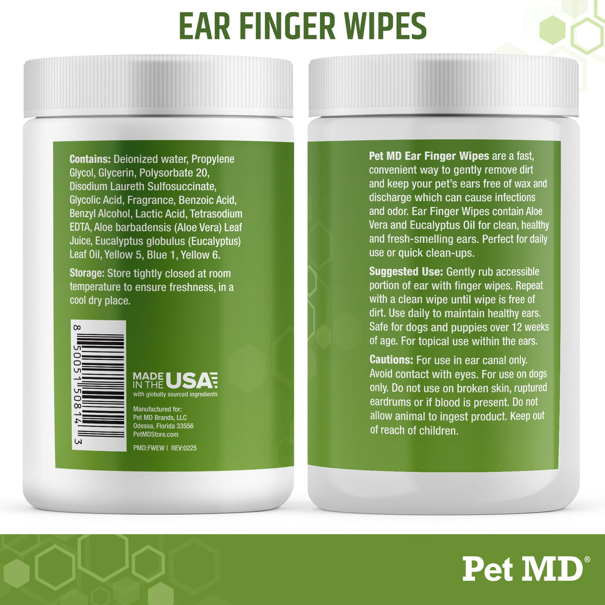 Pet MD Dog Ear Cleaning Wipes – Otic Cleanser for Dogs - 100 ct