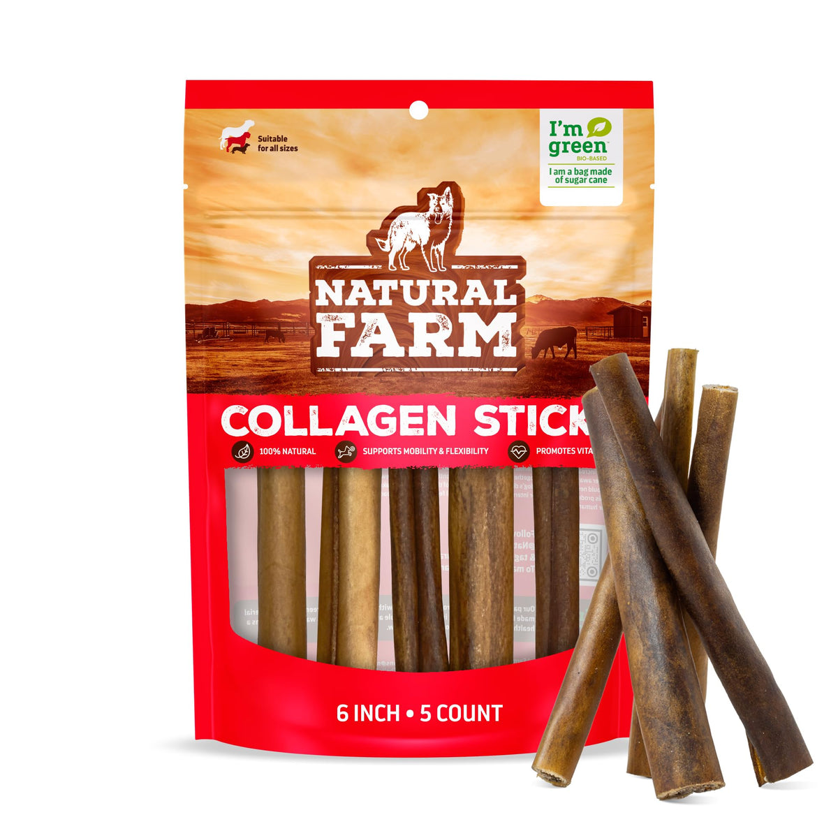 Natural Farm Odor-Free Bully Sticks (4-8”, 16oz) ALL-NATURAL Long-Lasting Chews, 100% Beef Pizzle, Grass-Fed, Grain-Free, Hormone-Free, Protein for Muscle Development & Energy, Perfect For Medium Dogs