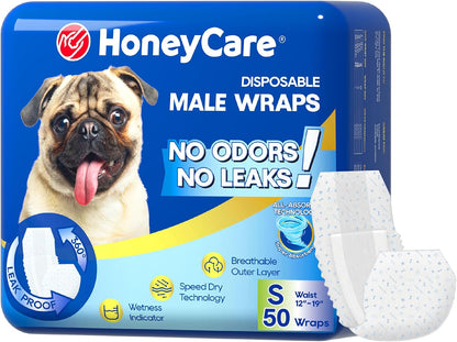 HONEY CARE All-Absorb A24 Male Dog Wrap, 50 Count, Large