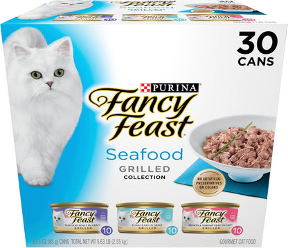 Purina Fancy Feast Grilled Seafood Wet Cat Food, 3 oz Cans, 24-Pack