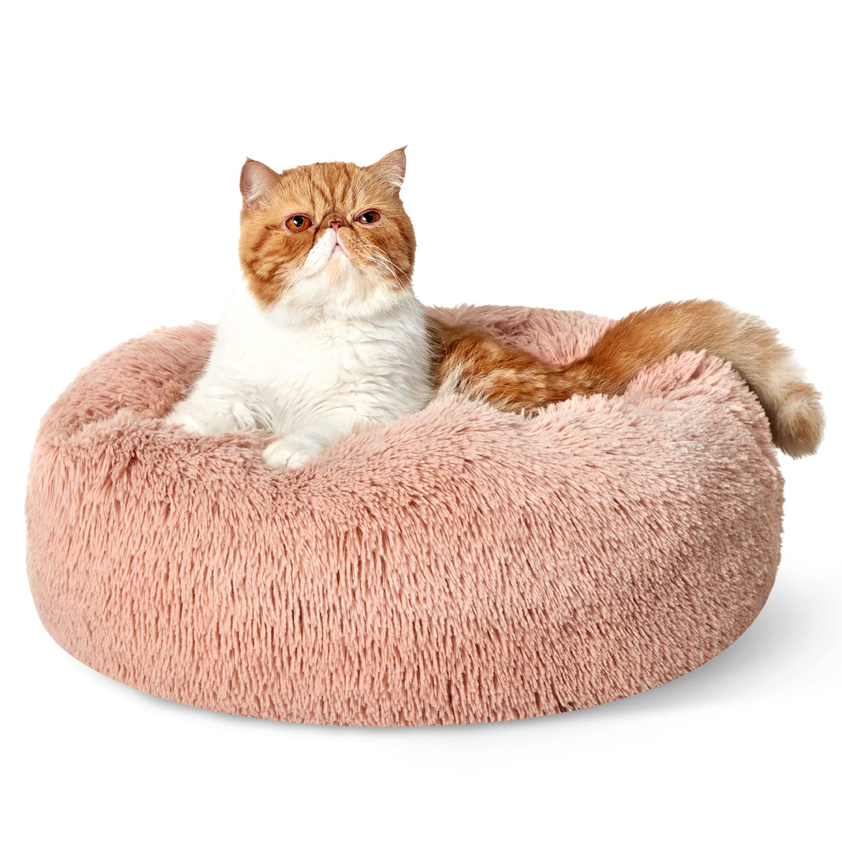 Bedsure Calming Small Medium Dog Bed Donut Washable Puppy Bed,27ins Camel