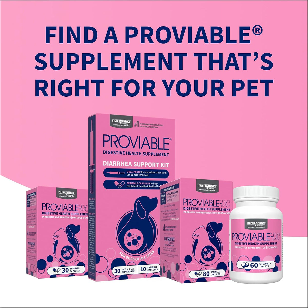 Nutramax Proviable Probiotics for Dogs & Cats, Sprinkle Capsules, 30ct