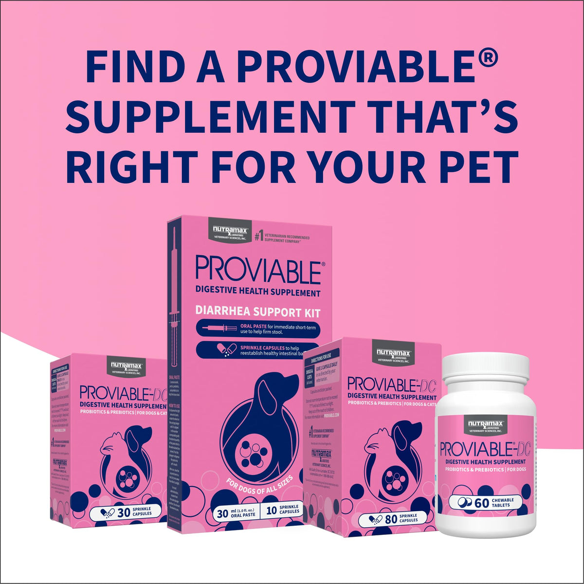 Nutramax Proviable Probiotics for Dogs & Cats, Sprinkle Capsules, 30ct