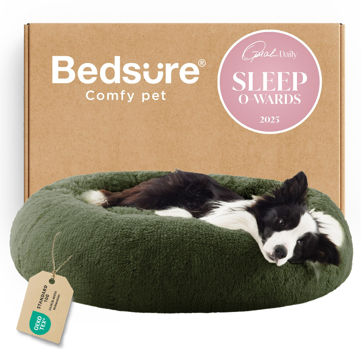 Bedsure Calming Small Medium Dog Bed Donut Washable Puppy Bed,27ins Camel