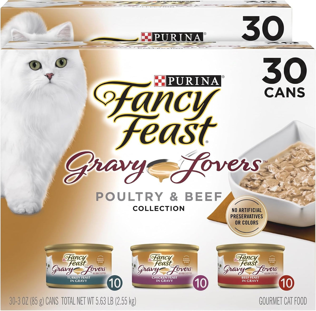 Purina Fancy Feast Gravy Lovers Wet Cat Food, 3 oz Cans, 30-Pack