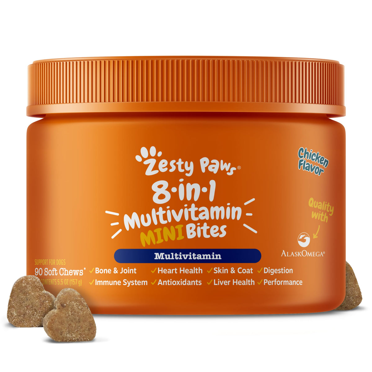 Zesty Paws Dog Vitamins - Dog Multivitamins with Hemp - Chicken, 90 Ct