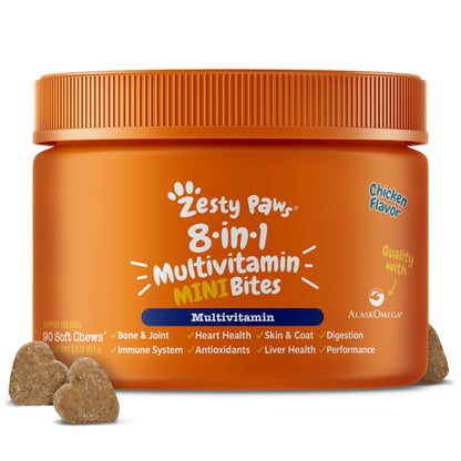 Zesty Paws Dog Vitamins - Dog Multivitamins with Hemp - Chicken, 90 Ct