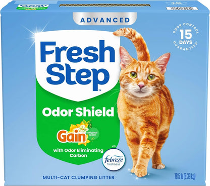 Fresh Step Advanced Odor Shield Clumping Cat Litter with Gain, 18.5 lb, 2Pk