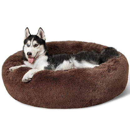 Bedsure Calming Small Medium Dog Bed Donut Washable Puppy Bed,27ins Camel