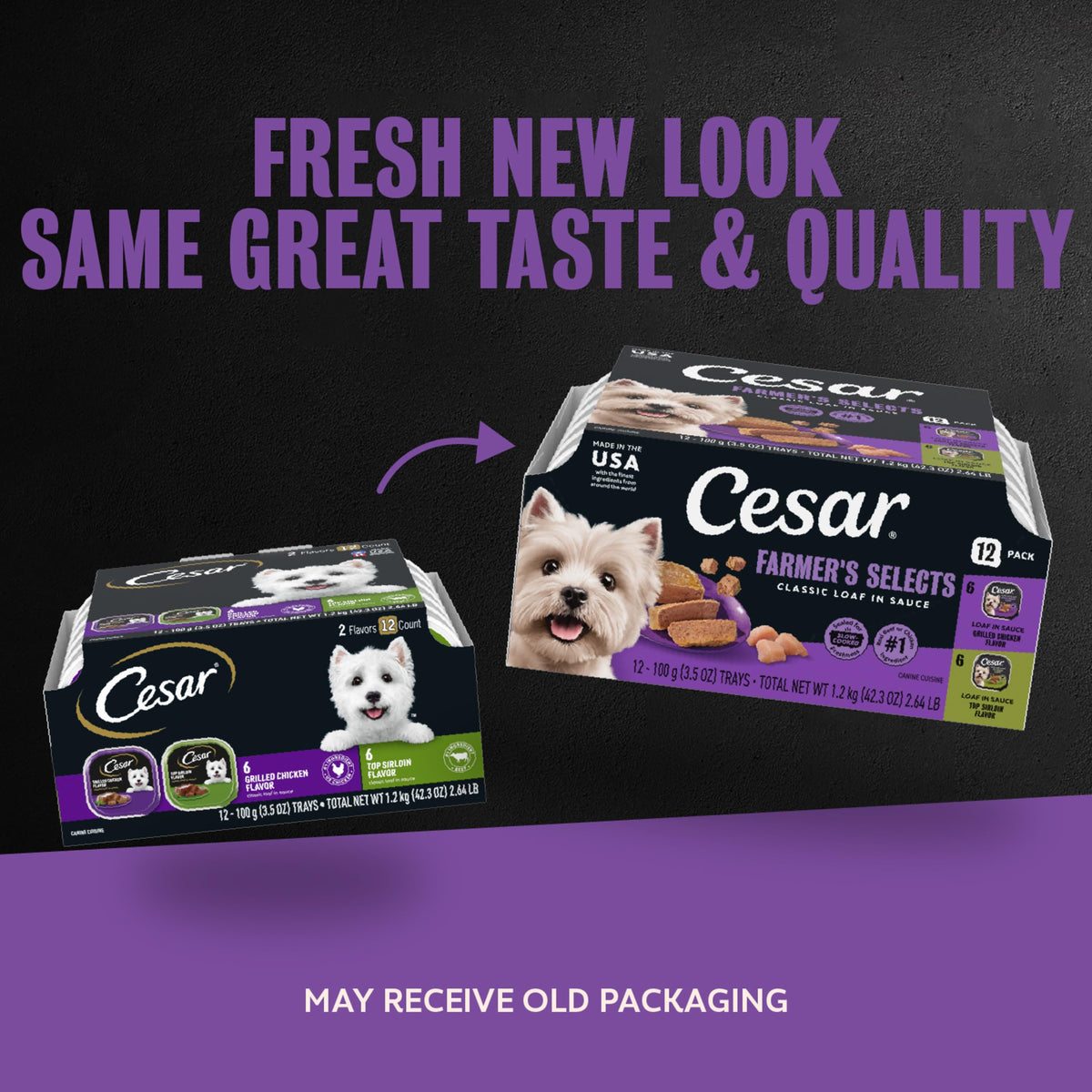 Cesar Classic Loaf in Sauce Wet Dog Food, Meaty Selects, 3.5 oz, 36 Count