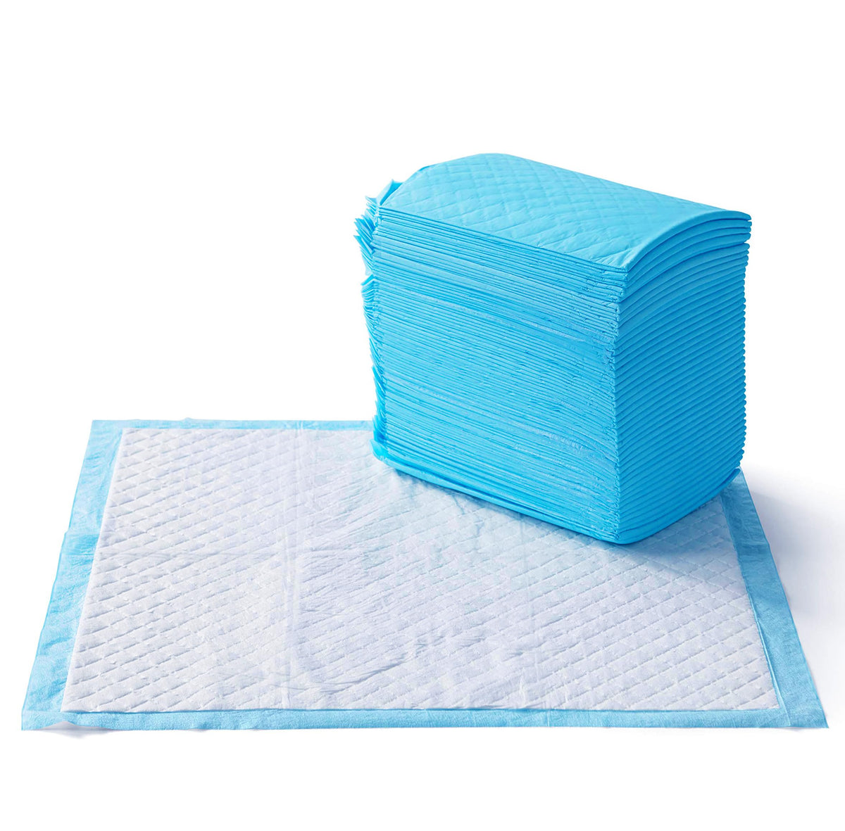 Amazon Basics Heavy Duty Dog and Puppy Pee Pads, Leak-Proof 5-Layer Super Absorbent, Quick-Dry Surface for Potty Training and Housebreaking, Giant Size, 27.5 x 44 Inch, Blue & White, 30-Pack
