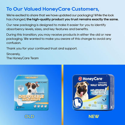 HONEY CARE All-Absorb A24 Male Dog Wrap, 50 Count, Large