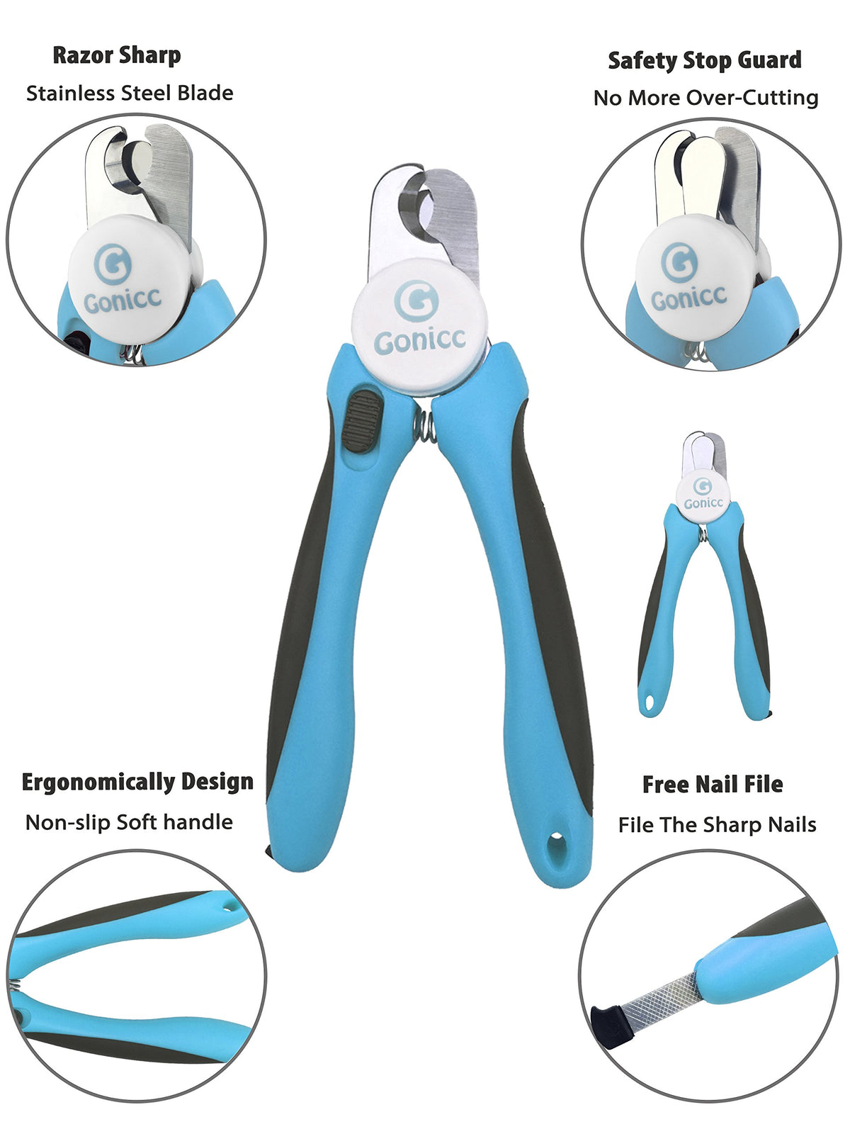 gonicc Professional Pet Nail Clippers & Trimmer for Medium Small Dogs Cats