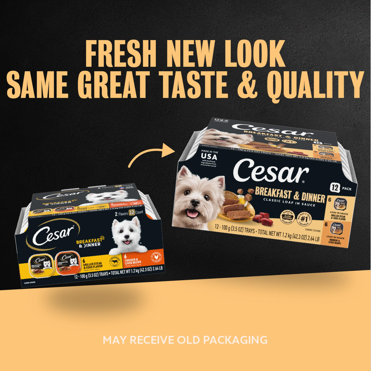 Cesar Classic Loaf in Sauce Wet Dog Food, Meaty Selects, 3.5 oz, 36 Count