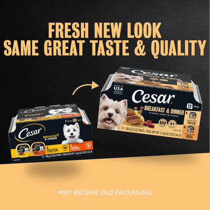 Cesar Classic Loaf in Sauce Wet Dog Food, Meaty Selects, 3.5 oz, 36 Count